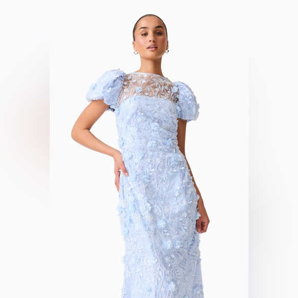 ELLIATT Rina Beaded Puff Sleeve Gown in Blue Size S NWT weddings formal evening